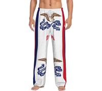 DCGHKOP Pantalones de pijama de franela para hombre con estampado de la bandera del estado de Iowa, pijamas cálidos de Navidad para hombres, perfectos para descansar y dormir, Negro, L