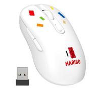 DCHK HARIBO Ratón Inalámbrico Bluetooth 3.0/5.0 & 2.4GHz DPI Ajustable Multidispositivo Emparejamiento Multidispositivo Diseño de Osito de Goma Compacto para Portátil, Ordenador de Escritorio, Blanco