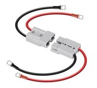 DCHOUSE 2 conectores de batería 50 A con cable de 7 AWG 30 cm, conector de batería impermeable para batería Lifepo4, coche eléctrico, caravana, carrito de golf, cortacésped