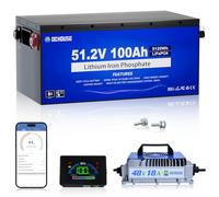 DCHOUSE 48V 100Ah LiFePO4 batería para carrito de golf con monitor de batería bluetooth y cargador de 18A, función de apagado a baja temperatura, carcasa metálica robusta, ideal para carritos de golf