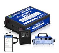 DCHOUSE Batería de Litio 48V 50Ah con Cargador 18A, Bluetooth Inteligente, Pantalla LCD Táctil, Protección Baja Temperatura, BMS 100A, 200A Pico, Larga Duración para Solar y Autocaravana