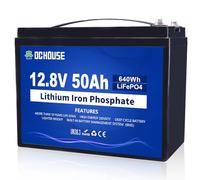 DCHOUSE Batería de Litio LiFePO4 de 12V 50Ah, BMS Integrado, 10 años de Vida útil, más de 4000 ciclos, Barco, Marino, Motor de trolling, Camping, energía Solar/eólica, Autocaravana