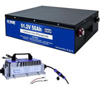 DCHOUSE Batería LiFePO4 de 48V 50Ah con cargador de 18A, BMS de 50A, clase A, perfecta para autocaravanas, carros, motores de trolling, casas solares y sistemas solares independientes de la red