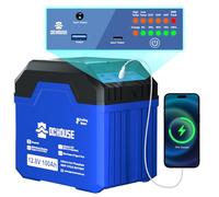 DCHOUSE Bluetooth Batería de litio 12V 100AH LiFePO4 con luz, USB-A, DC, Conectores USB-C, 100A BMS, Grado A Células de la Batería con 4000+ Ciclos, para Motor de Arrastre, Camping, RV, Solar, Barco