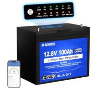 DCHOUSE Bluetooth LiFePO4 100AH 12V batería de litio con pantalla LED, protección de baja temperatura, 100A BMS, Deep Cycles batería para trolling motor, autocaravana, caravana, panel solar