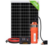 DCHOUSE Bomba Agua Kit De Pozo Profundo 120W, Acero inoxidable, De Bajo Ruido, Flujo Grande De 12V Cc Con De Panel Solar De 120W Para Riego, Pozo Profundo, Entrega Subcontratos