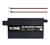 DCHOUSE Cargador automático Inteligente de Iones de Litio LiFePO4 de 20A, 12V, Adecuado para baterías Marinas, Motocicletas, baterías de Litio y Profundas