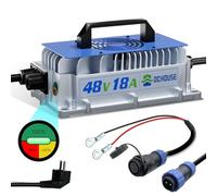 DCHOUSE Cargador de batería LiFePO4 de 18 A 48 V, cargador de batería de litio de 48 V, 900 W, resistente al agua, anticaída con ventilador de refrigeración, para carritos de golf, carretillas