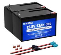 DCHOUSE LifePo4 Batería de 12V 24Ah (2 Paquetes de 12AH) ciclos Profundos con 15A BMS, 10 años de Vida útil, para Motor de trolling Solar, RV, electrodomésticos, Marina, carritos de Golf, Reserva