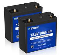 DCHOUSE LiFePO4 Batería de Litio Recargable de 12V 30Ah(2Packs) con 4000 ciclos Bajos y protección BMS para señal, Silla de Ruedas, Solar, Marina, Caravana, Carretilla elevadora y Carrito de Golf