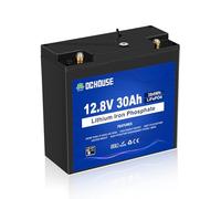 DCHOUSE LiFePO4 Batería de litio recargable de ciclo profundo de 12V 30Ah con 4000-15000 ciclos profundos y protección BMS para cortadoras de césped, paneles solares, embarcaciones a motor, camping