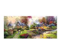 DCIDBEI 110x50CM 5D DIY Diamante Pintura Completa Redonda, Diamante Painting Gran Formato Paisaje Campaña,Rompecabezas Diamante Ocio Creativo Adulto Arte || Casa de Campo Europea