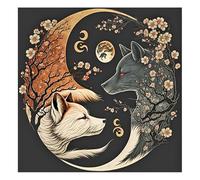 DCIDBEI 30 x 30 CM Pintura de Diamante Lobo, 5D Redondo Diamond Painting Animales Salvajes, DIY Punto De Croz Diamante Animales, Trabajos Manuales para Adultos, Decoración de Pared Cocina Dormitorio