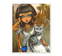 DCIDBEI 30 x 40 cm Diamond Painting Redondo Pintura Diamante Princesa Egipcia para Adulto, Bordado Diamantes 5D Completo Gato, Bricolaje Cristal Artesanía Niños para Decoracion Hogar de Campo