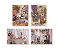 DCIDBEI 30x40CM 4 Pack Bordado Diamante Bañera, DIY Diamond Painting 5D Completo Bebé ángel, Kit Redondo Cristal Arte Artesanal para Decoración de Pared Adultos|| Baño