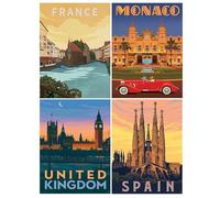 DCIDBEI 30x40CM 4 Pcs kit Cuadros Diamantes Monumentos, Diamond Painting Ciudades, Punto de Cruz Diamante Paisaje para Adultos, Regalo Decoración de Pared Sala de Estar Oficina Entrada