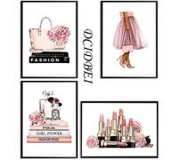 DCIDBEI 30x40CM 4 Piezas Kit Pintura Diamante Redondo, Diamond Painting 5D Completa DIY Cosmético Cuadros con Diamantes de Imitación, Decoración de Pared para Niños Adultos en el Hogar,Chica Moda