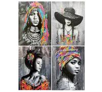 DCIDBEI 30x40CM DIY 4 Pack Diamond Painting Mujer Abstracta para Adultos, 5D Pintura Diamantes Mujer Moderna, Arte Grafiti, Decoración de la Pared del Salón, Regalo Para la Familia/Amigo/Colega