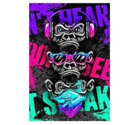 DCIDBEI 30x40CM DIY Diamond Painting 5D Completo Redondo, Pintura Diamante Gorila, Punto de Cruz Diamante Chimpancé, Ocio Creativo Adultos Decoración Pared Hogar Regalo Lúdico Pop Art