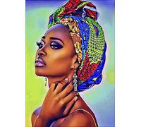DCIDBEI 30x40CM DIY Diamond Painting Mujer Africana Adultos Cuadros Diamantes 5d Redondo Belleza Bordado Diamantes 5D para Niños Puzzle Diamante Decoración Pared Hogar y Oficina