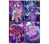 DCIDBEI 4 Pack Diamond Painting Atrapasueños 30x40 cm Cuadros de Diamantes con Atrapasueños Punto Diamante Pintura con Diamantes Atrapasueños Colgante Atrapasueños Manualidades kit Adultos