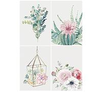 DCIDBEI 4 Pack Pintar por Diamantes Cactus 30x40cm Cuadro Planta Pintar por Numeros Pintura Diamante Plantas Verdes Pintura por Números Flores Puzzle Diamantes Plantas Verdes Cuadros Diamantes Flores