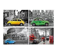 DCIDBEI 4 Unidades Pintura de Diamante Coche 30x40 cm Punto de Diamante Amarillo Puzzle 5D Cuadro Azul para Diamond Painting Paisajes Roma Italia Londres