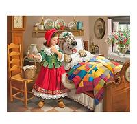 DCIDBEI 50x40CM Diamond Painting 5D Cuadrado Square,Pinturas Diamante Cuentos de Hadas Decoración de Mural, Colores Duradero,Puzzle de Diamantes Completo Adultos Caperucita Roja y Abuela Lobo