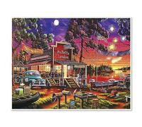 DCIDBEI 50x40CM Diamond Painting Posada junto al Lago-Cuadrado Bordado Diamante Paisaje Otoño Adultos - Manualidades Niños -Mosaico Arte Artesanía Decoración De Pared Del Hogar