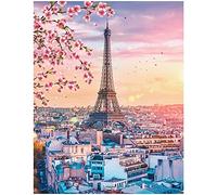 DCIDBEI 5D Diamond Painting kit Completo Cuadrado Paisaje Torre Eiffel, DIY Bordado Diamante Pintura por Número ciudad paris, Diamante Arts Craft Artesanía Hogar Decoración de Pared,40x50