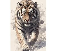 DCIDBEI 5D Pintura de Diamante Tigre Blanco y Negro 40x50cm DIY Diamond Painting Principiante Tigre Pintura por Números Adultos Animales Tiger Mandalas con Cristal Autoridad Fuerza Valiente