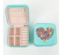 DCIDBEI Caja de Joyas de Pintura con Diamantes Jewelry Organizer para Anillos Viajes Para Anillos Pendientes Collares Manualidades Mosaico Joyero de Cuero PU para Pendientes Adultos Organizador Amor