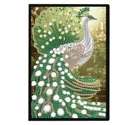 DCIDBEI Cuaderno con Imágenes Pintura de Diamantes Cuadernos en Blanco A5 Diario Secreto de Diamantes para Niñas Cuaderno de Bocetos para Adultos Regalo Creativo Cuaderno Pavo Real