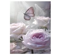 DCIDBEI Cuadro de Diamante de Flor de Lila Flores Rosa Púrpura 40x50cm Pintura Diamante Flor de Rosa Pintura Diamante Violeta Flores Mariposa Painting Flores Rosas Melancolía Noble Sueño Tranquilo