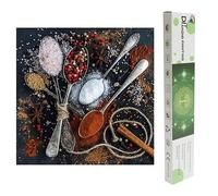DCIDBEI Cuadros Diamantes de Cocina 40x40cm kits Punto Diamante Cocina Diamond Painting Especias de Cocina Diamond Painting Hierbas de Cocina Cuadros de Punto de Cruz de Cocina