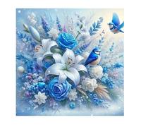 DCIDBEI Cuadros Diamantes Flores Lirio Azul 40x40cm Pintura por Números Flores Lirio Pintura de Diamantes Imágenes Flores Lirio Mariposa Azul Bordado Adultos Puro Elegante Lealtad Santa Felicidad
