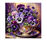 DCIDBEI Cuadros grandes y claros de perlas para adultos, orquídea, phalaenopsis, 40 x 40 cm, pintura de diamante púrpura, pintura de diamantes, pintura vintage por números, orquídea, belleza, noble