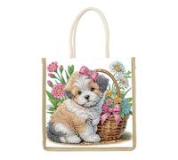 DCIDBEI Diamond Painting - Bolso para ordenador portátil para mujer, 26 x 26 cm, ligero, maletín de trabajo, elegante, para profesores, para oficina, perro, flores