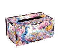 DCIDBEI Diamond Painting Caja de Pañuelos 22x12cm Cuadros Diamantes 5D Dispensador de Pañuelos de Papel Punto de Cruz Diamante Caja de Portapañuelos Caja De Servilletas Decoración de Coche Pavo real