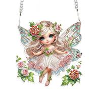 DCIDBEI Diamond Painting Cartel de pared Elfo hada ángel 15 x 15 cm DIY pintura diamante corona de pared con cadena de pintura de diamantes adornos de pintura de diamante colgante colgante placa placa