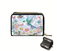 DCIDBEI Diamond Painting Cartera Mujer Puzzle Diamantes Carteras para Hombre Billeteras con Cremallera Múltiples Compartimentos Monedero Mini Monedero Cartera Hombre Monedero de Mujer Pájaros Flores