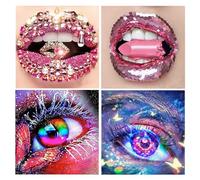 DCIDBEI Diamond Painting Juego de 4 30x30cm imagenes adhesivas boca cuadro boca pintura con diamante de ojos grandes ojos de cristal manualidades cuadros diamantes ojos Diamond Painting Pop Art