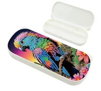 DCIDBEI Dibujos con Diamantes Estuche para Lápices con Tapa Pintar con Diamantes Organizador de Papelería Plástico Adultos Pintar por Números Caja de la Pluma Lápices de Escritorio Pinceles Loros