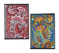 DCIDBEI DIY Cuadernos Juego de 2 Cuadernos de Pintura Diamante Cuadernos a Punto de Diamante en Mandala Pintura de Diamantes Cuaderno A5 Diario de Viajes Niños cuaderno A5 Hojas Blancas