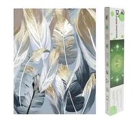 DCIDBEI Hojas de palma grandes y claras para pintura de diamantes, 40 x 50 cm, color dorado, árbol tropical, hojas de palmera, pintura de diamantes, hojas blancas, pintura moderna por números, pluma