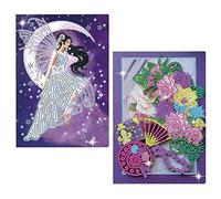 DCIDBEI Juego de 2 Cuaderno A5 Hojas Blancas Cuaderno Punto Diamante niños Bloc de Dibujo Tapa Dura A5 Pintura de Diamantes Diario de Viajes Cuaderno de Viaje Hadas Flores Adultos Regalo