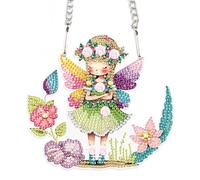 DCIDBEI Letreros de Pintura de Diamantes con Cadena Elfo 15x15cm Punto de Cruz Diamante Colgante Pendant Diamond Painting Ornaments Adornos Ángel Mosaico Cristal Diamantes Placa Colgante Hada