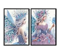 DCIDBEI Pack de 2 Cuadernos Pintura de Diamantes Ángel A5 Blanco Dibujos con Diamantes Diario Libro Elfos Cuadros de Diamantes Bloc de Notas A5 hada Mariposa Pintar con Diamantes Cuaderno de Viaje
