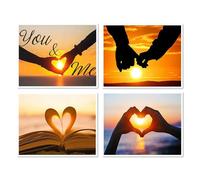 DCIDBEI Pack de 4 Cuadros Para Pintar por Numeros Amor en la Playa 40x30cm Pintura de Diamantes Puesta de Sol Mar Pintura con Diamantes Amor Pintura Diamante Love Punto de Cruz Diamante Love