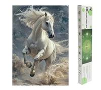 DCIDBEI Pintura de Diamante Caballo Blanco 40x50cm DIY Pintura por Números Caballos Saltando Rompecabezas Diamantes Pegatinas Diamond Painting Horse White Pasión Coraje Lealtad Puzzle 5D Animales